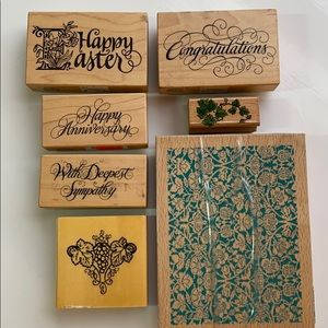 Card Making Word Rubber Stamps, Lot of 7